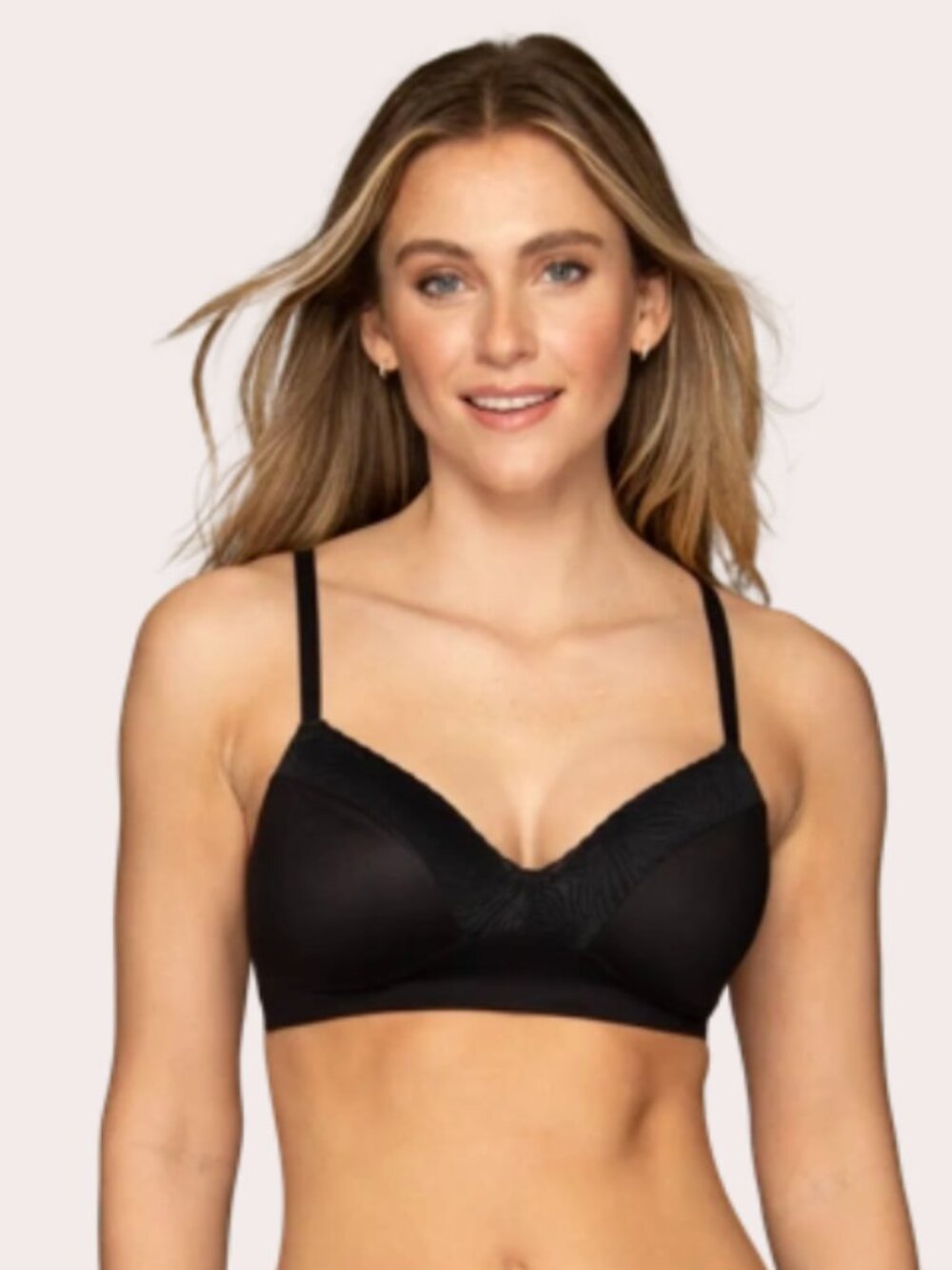 NWT Vanity Fair 72125 Simple Sizing Convertible Wireless Bra Black M